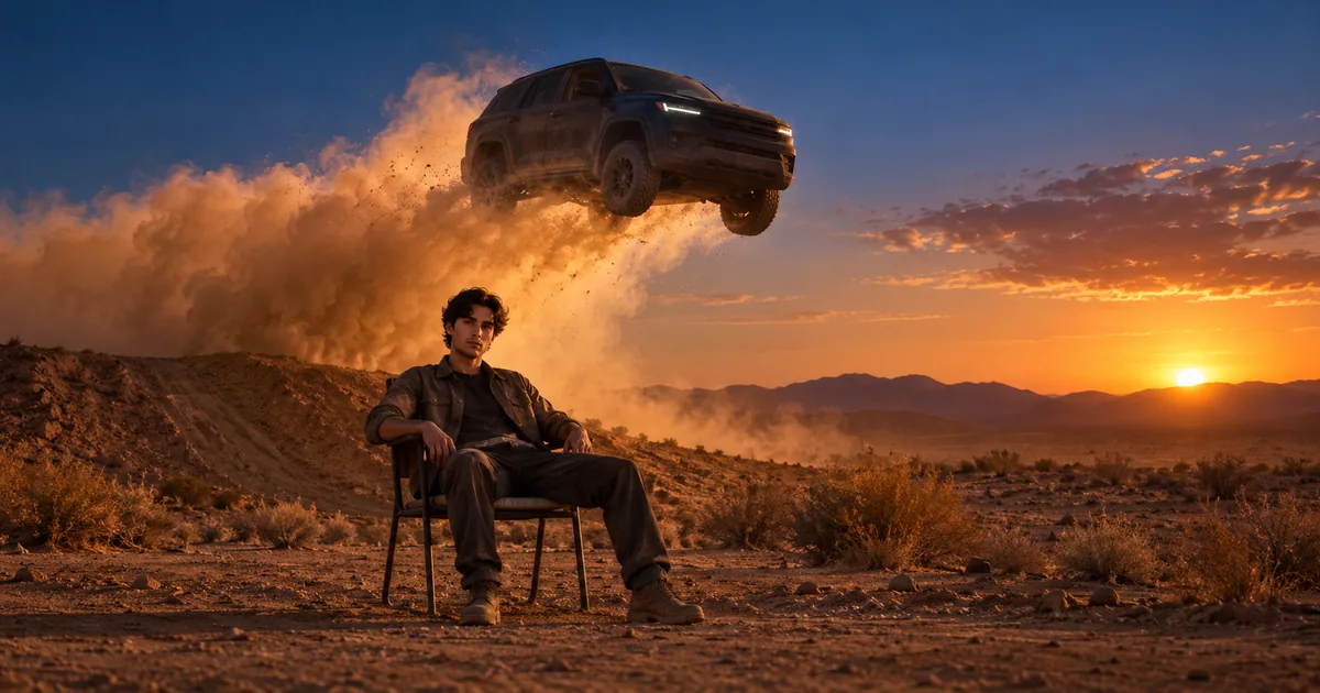 Create a Fictional Car Jump Over a Seated Person