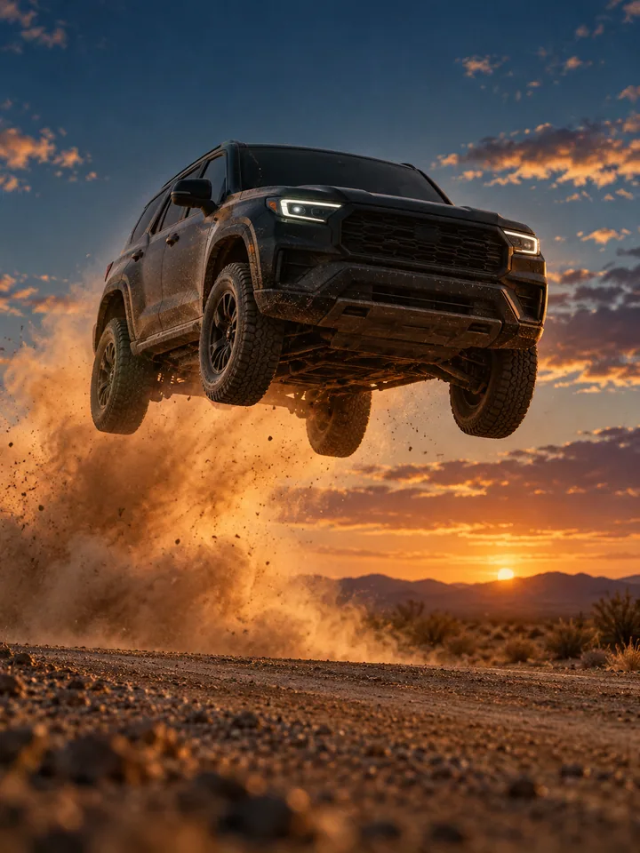 Car Jump AI Video Generator: Plan a fictional vehicle stunt example 2